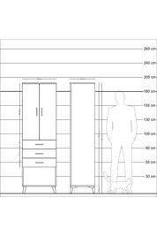Hyperion Dolap Tek Raflı 3 Çekmeceli Tek Askılı 60x44x195 Aytaşı-Çam