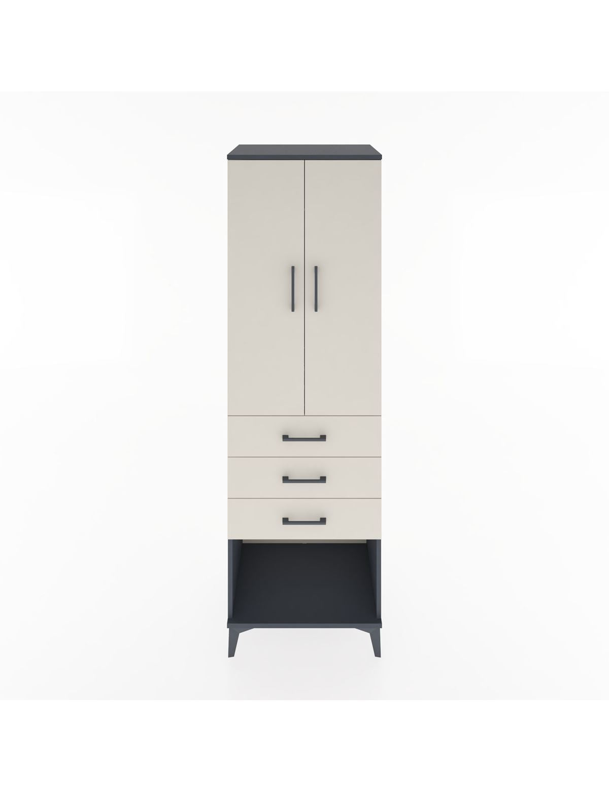 Hyperion Dolap Tek Raflı 3 Çekmeceli Tek Askılı 60x44x195 Antrasit-Aytaşı