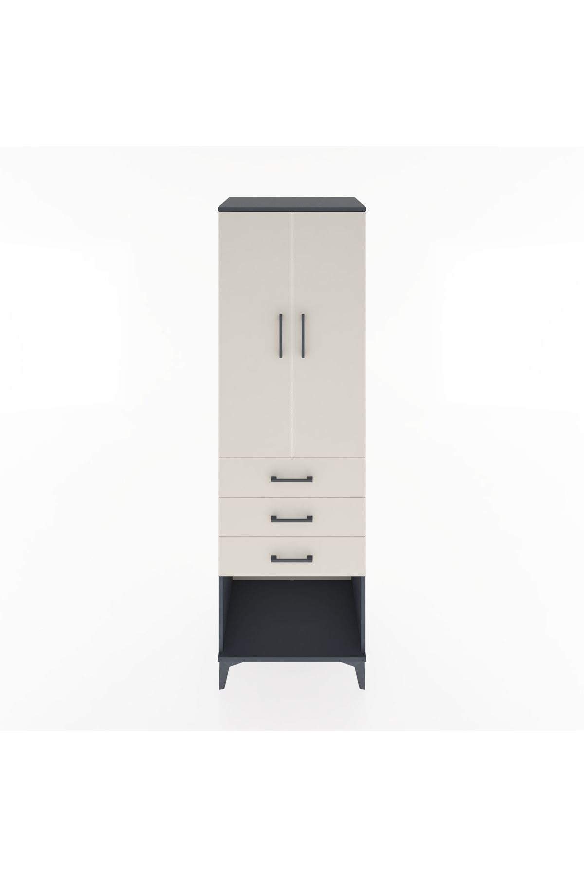 Hyperion Dolap Tek Raflı 3 Çekmeceli Tek Askılı 60x44x195 Antrasit-Aytaşı