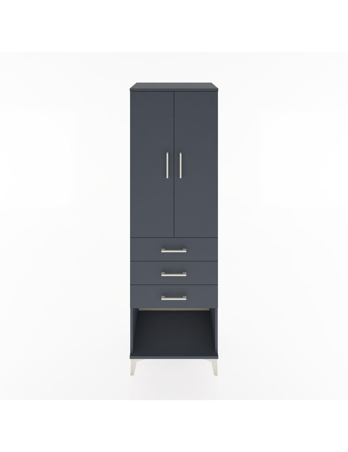 Hyperion Dolap Tek Raflı 3 Çekmeceli Tek Askılı 60x44x195 Antrasit-Antrasit