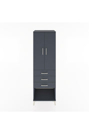 Hyperion Dolap Tek Raflı 3 Çekmeceli Tek Askılı 60x44x195 Antrasit-Antrasit
