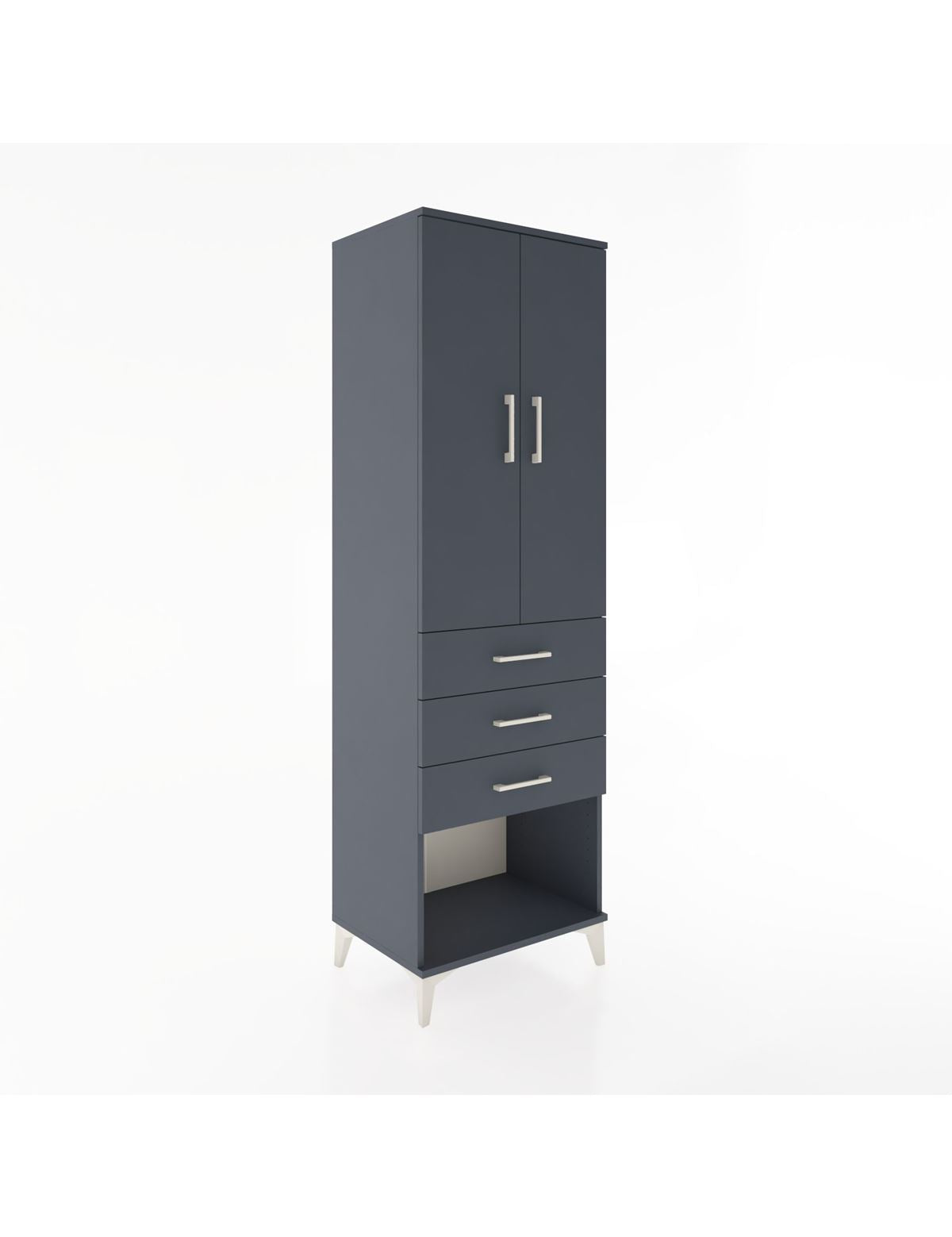 Hyperion Dolap Tek Raflı 3 Çekmeceli Tek Askılı 60x44x195 Antrasit-Antrasit