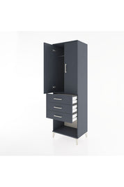 Hyperion Dolap Tek Raflı 3 Çekmeceli Tek Askılı 60x44x195 Antrasit-Antrasit