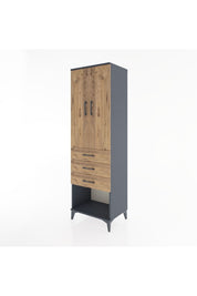 Hyperion Dolap Tek Raflı 3 Çekmeceli Tek Askılı 60x44x195 Antrasit-Çam