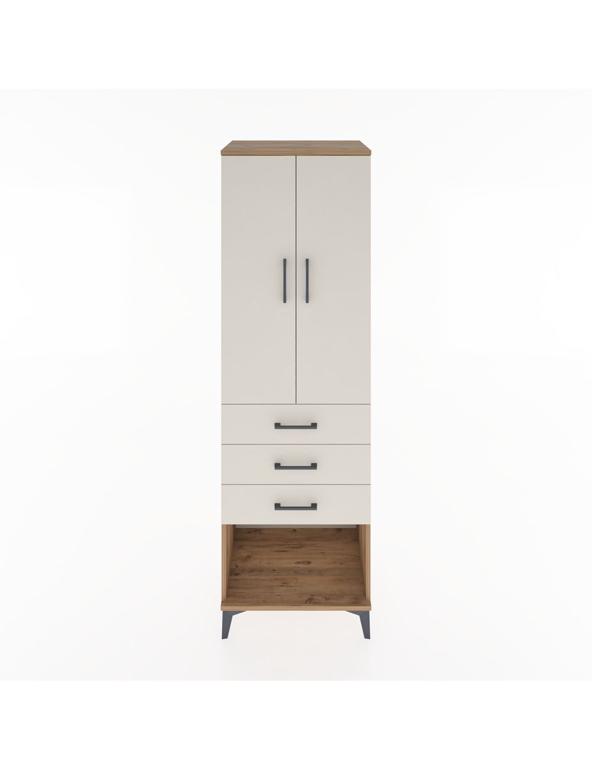 Hyperion Dolap Tek Raflı 3 Çekmeceli Tek Askılı 60x44x195 Çam-Aytaşı