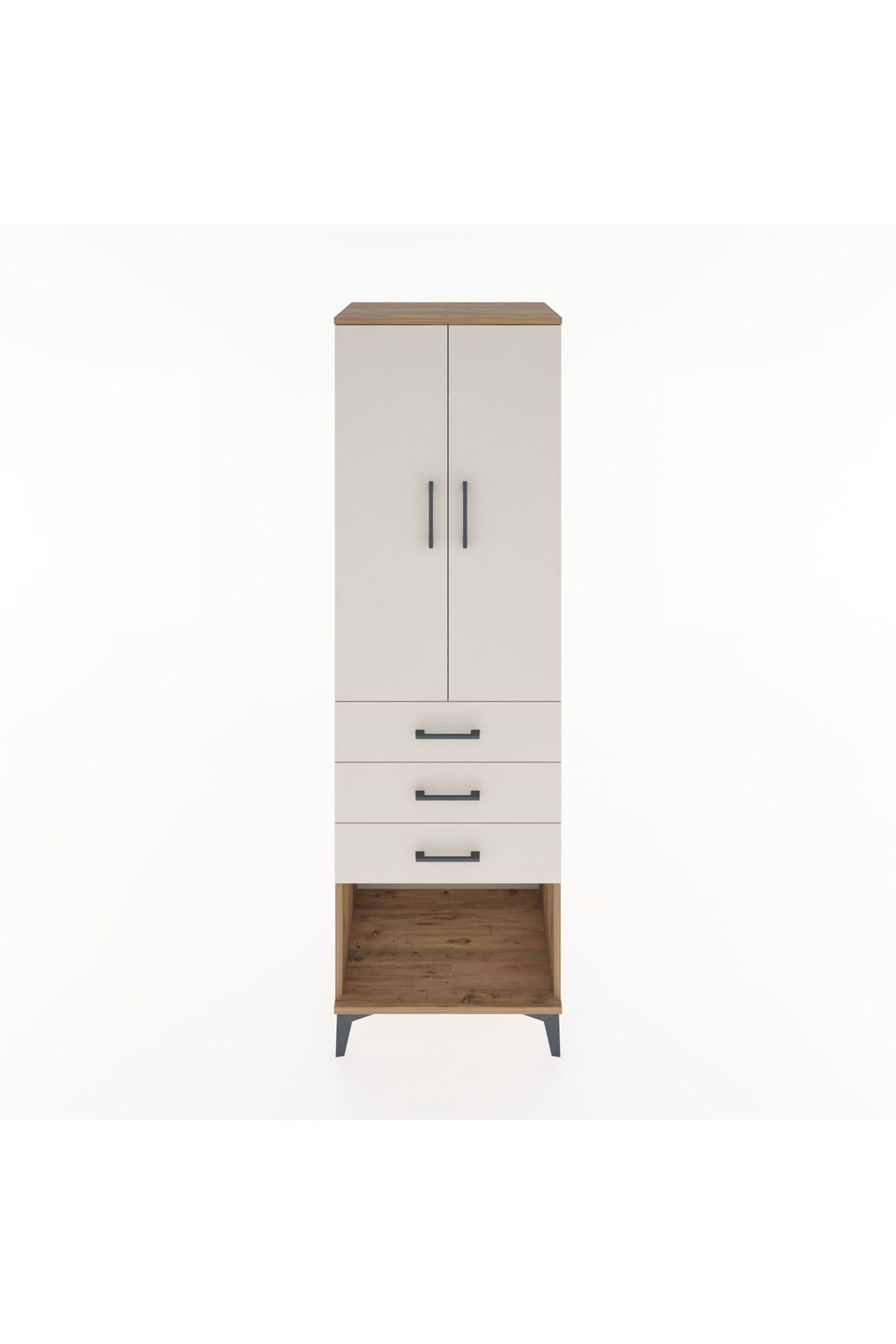 Hyperion Dolap Tek Raflı 3 Çekmeceli Tek Askılı 60x44x195 Çam-Aytaşı