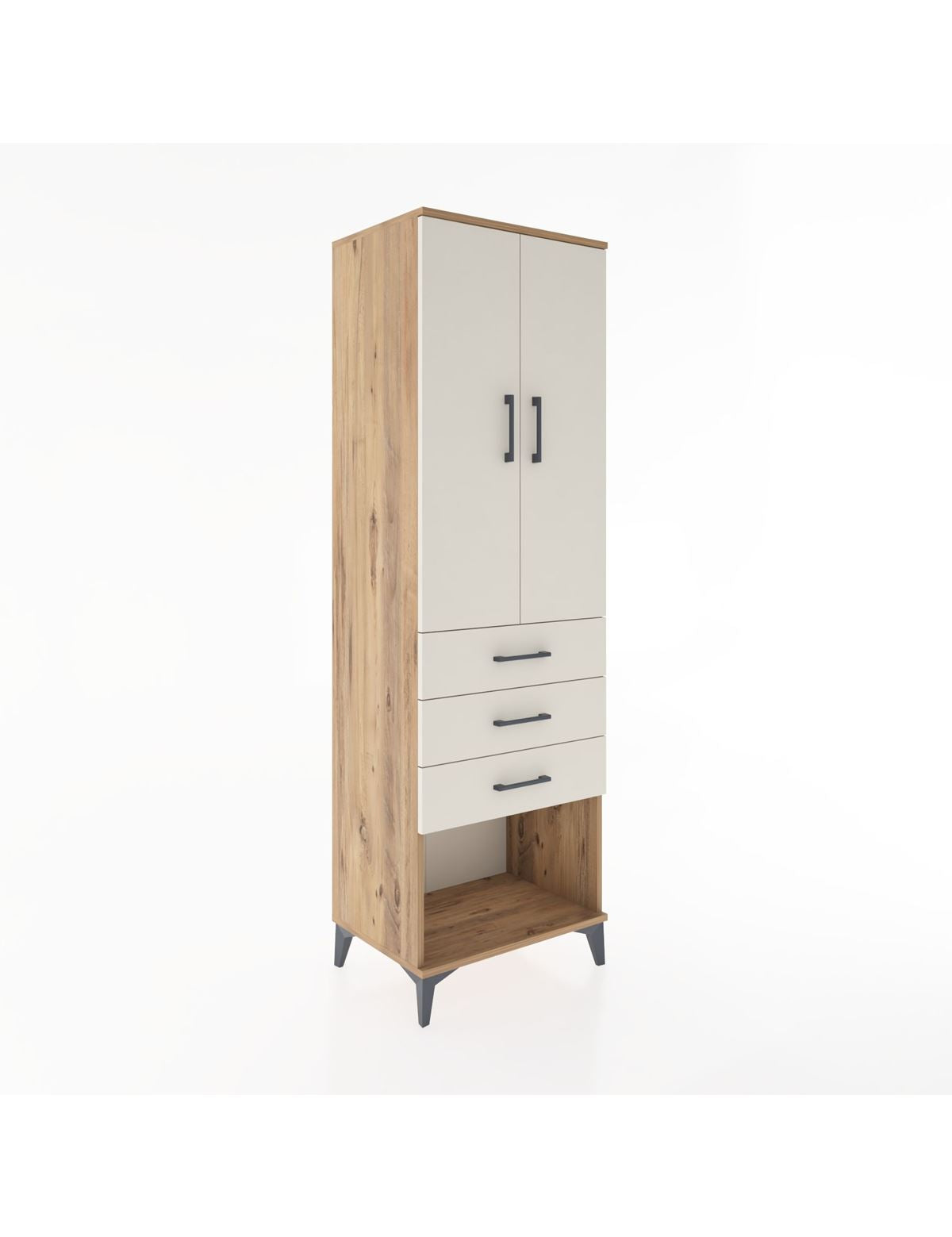 Hyperion Dolap Tek Raflı 3 Çekmeceli Tek Askılı 60x44x195 Çam-Aytaşı