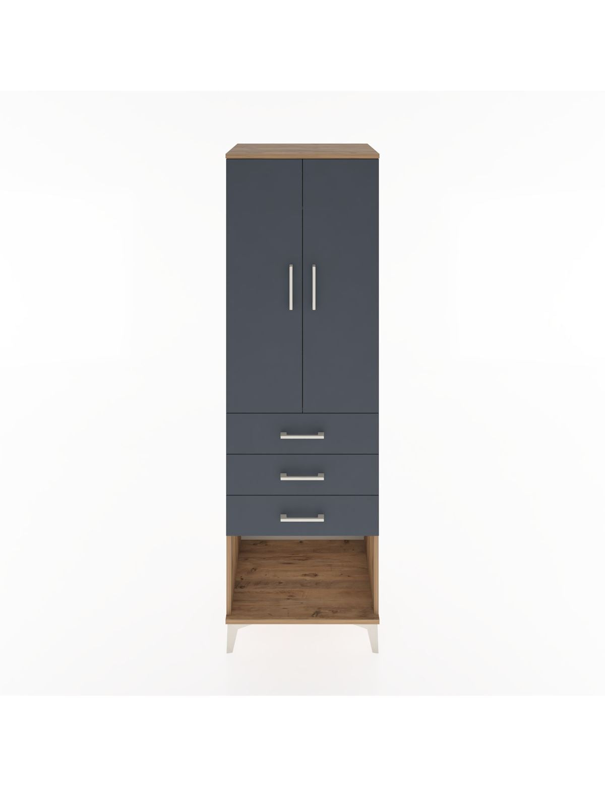 Hyperion Dolap Tek Raflı 3 Çekmeceli Tek Askılı 60x44x195 Çam-Antrasit