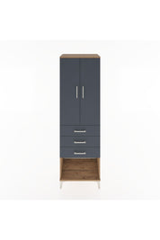 Hyperion Dolap Tek Raflı 3 Çekmeceli Tek Askılı 60x44x195 Çam-Antrasit