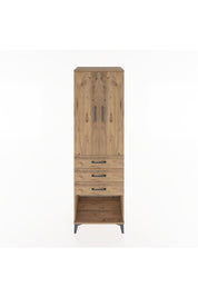 Hyperion Dolap Tek Raflı 3 Çekmeceli Tek Askılı 60x44x195 Çam-Çam