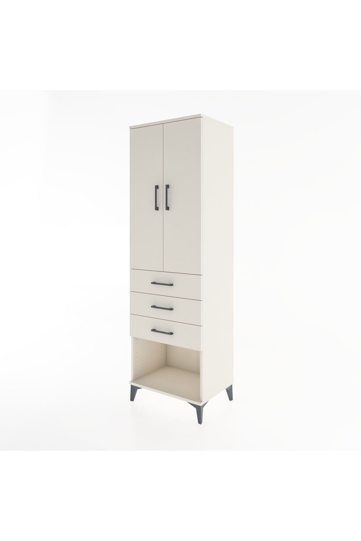 Hyperion Dolap 3 Raflı 3 Çekmeceli 2 Kapaklı 60x44x195 Aytaşı-Aytaşı