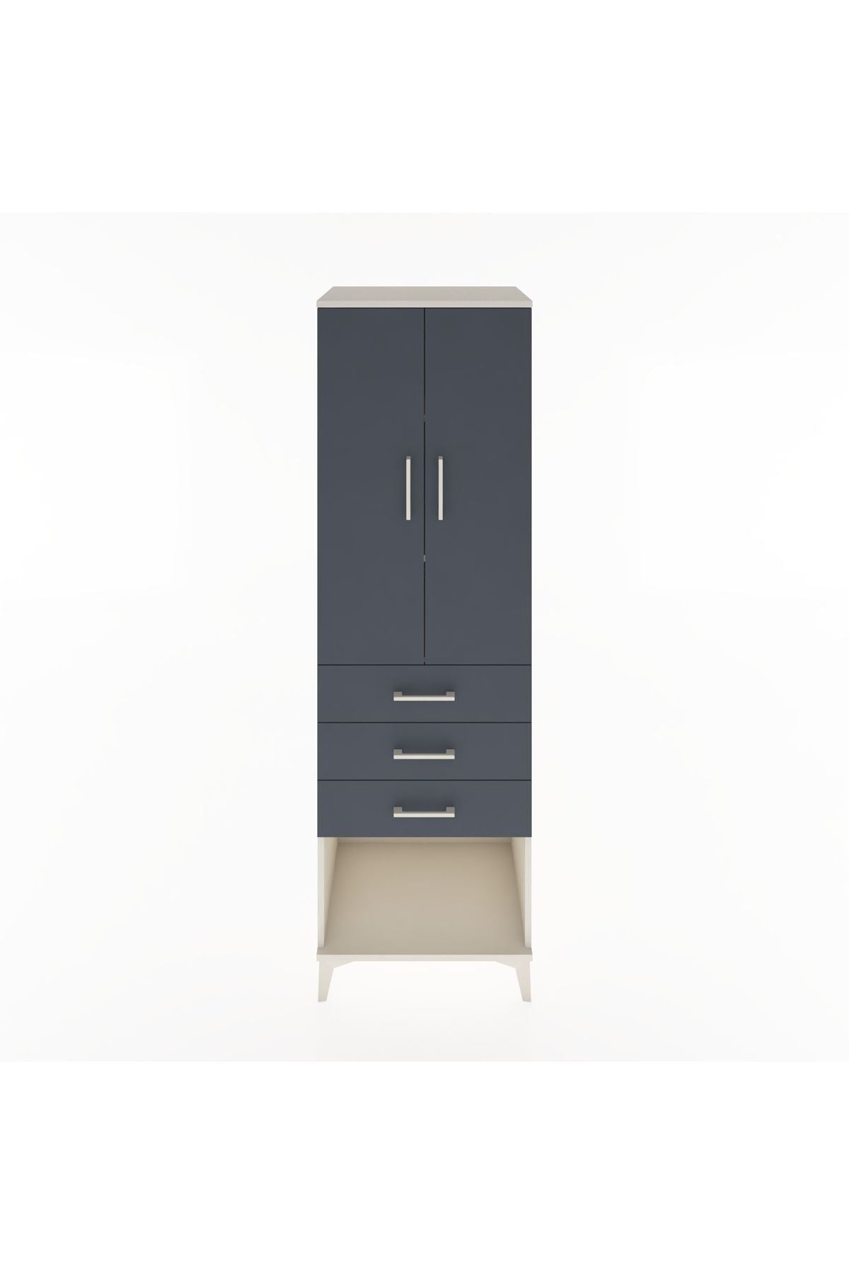 Hyperion Dolap 3 Raflı 3 Çekmeceli 2 Kapaklı 60x44x195 Aytaşı-Antrasit