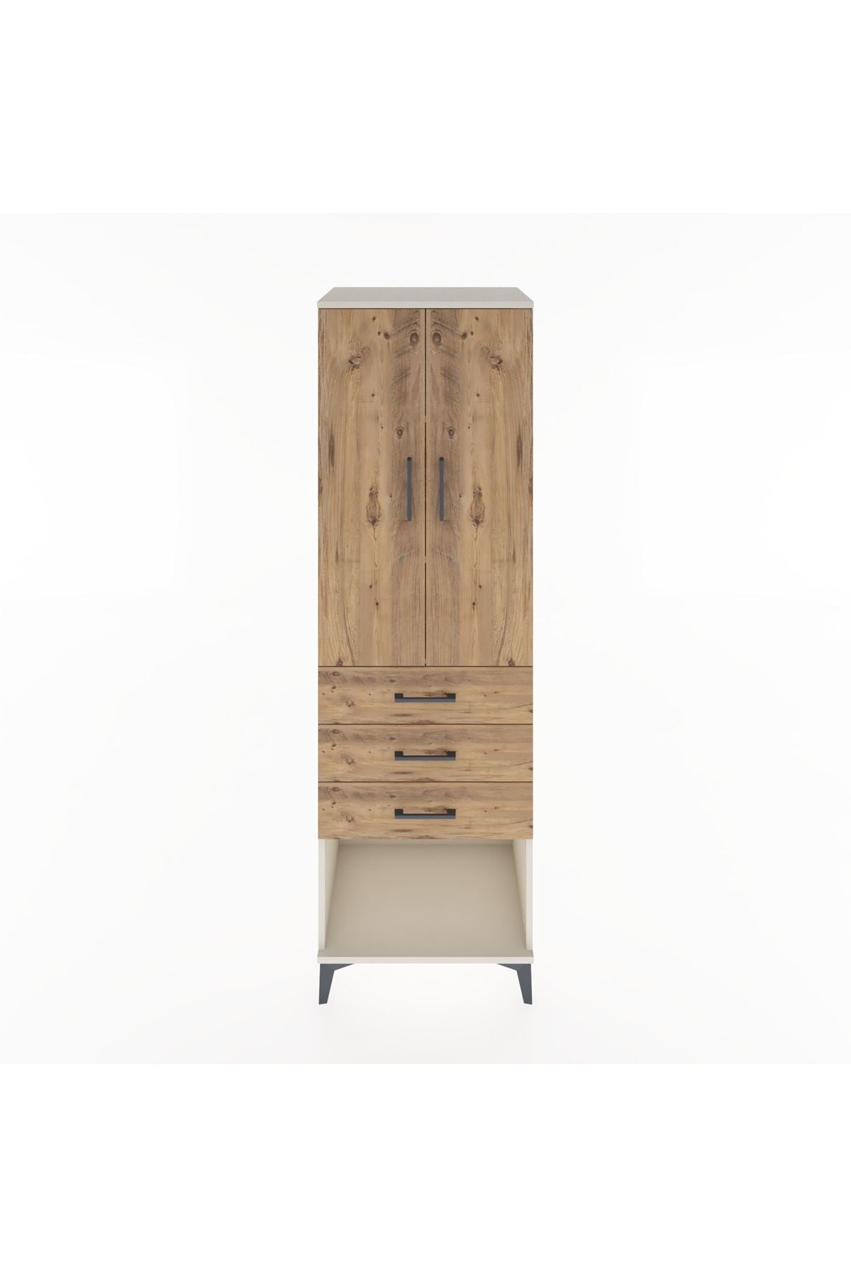 Hyperion Dolap 3 Raflı 3 Çekmeceli 2 Kapaklı 60x44x195 Aytaşı-Çam