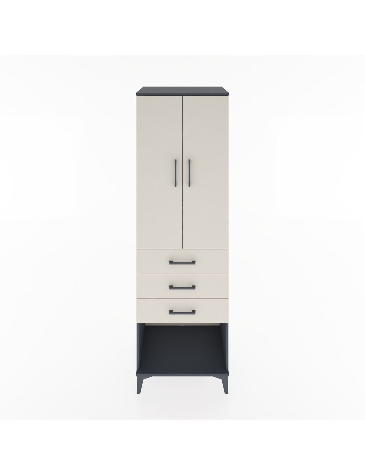 Hyperion Dolap 3 Raflı 3 Çekmeceli 2 Kapaklı 60x44x195 Antrasit-Aytaşı