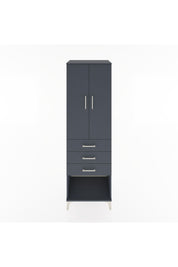 Hyperion Dolap 3 Raflı 3 Çekmeceli 2 Kapaklı 60x44x195 Antrasit-Antrasit