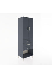 Hyperion Dolap 3 Raflı 3 Çekmeceli 2 Kapaklı 60x44x195 Antrasit-Antrasit