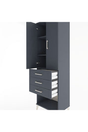 Hyperion Dolap 3 Raflı 3 Çekmeceli 2 Kapaklı 60x44x195 Antrasit-Antrasit