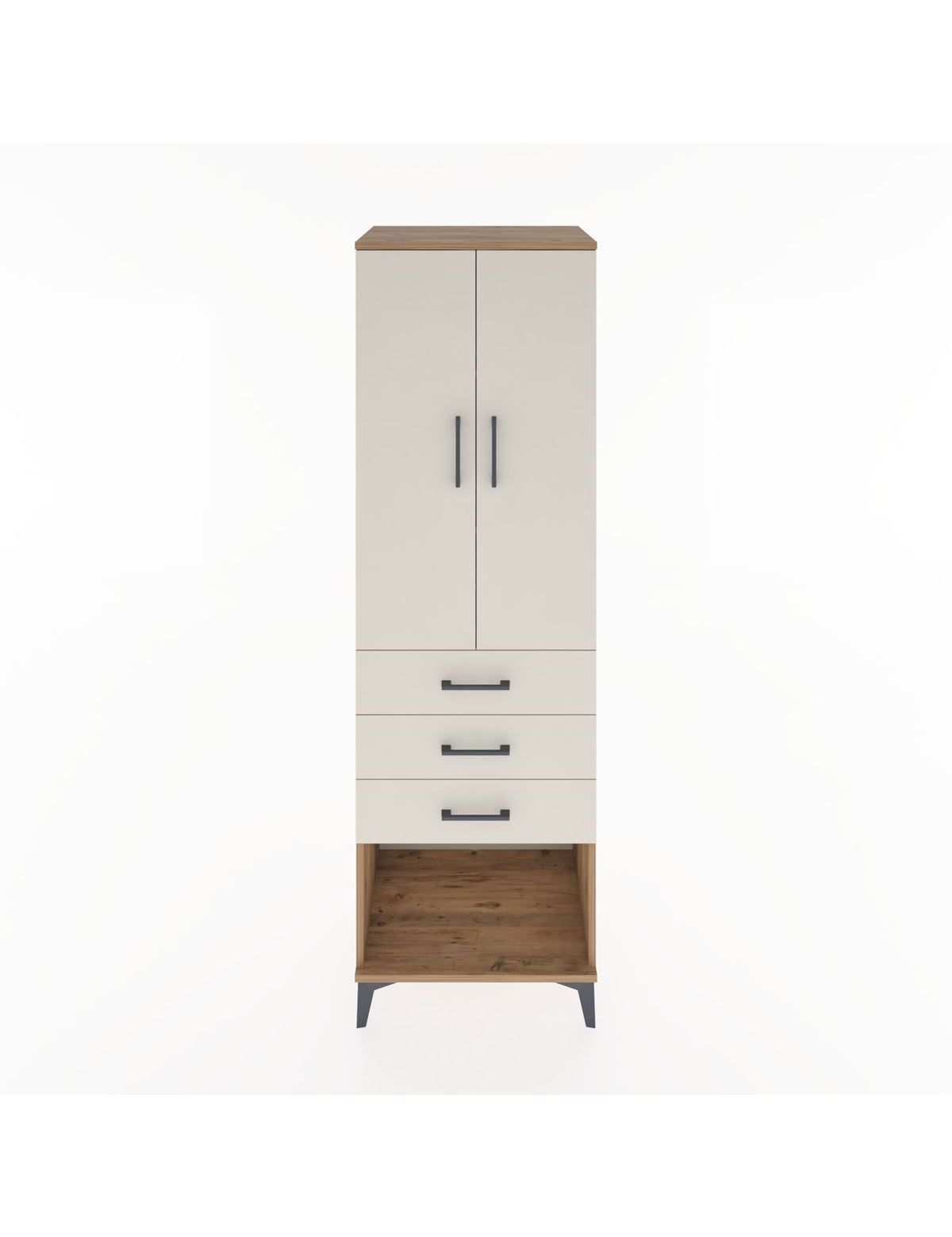 Hyperion Dolap 3 Raflı 3 Çekmeceli 2 Kapaklı 60x44x195 Çam-Aytaşı