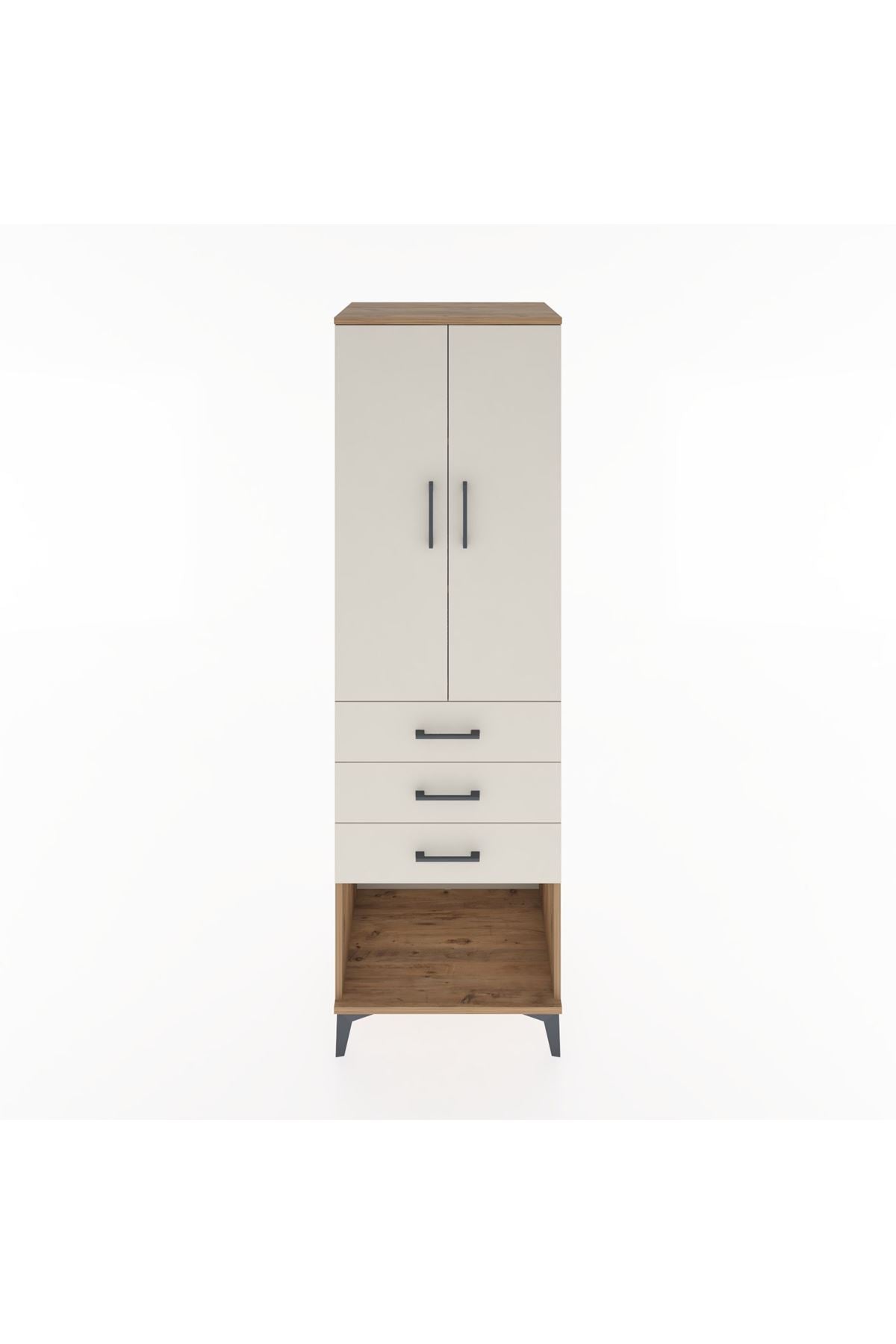 Hyperion Dolap 3 Raflı 3 Çekmeceli 2 Kapaklı 60x44x195 Çam-Aytaşı