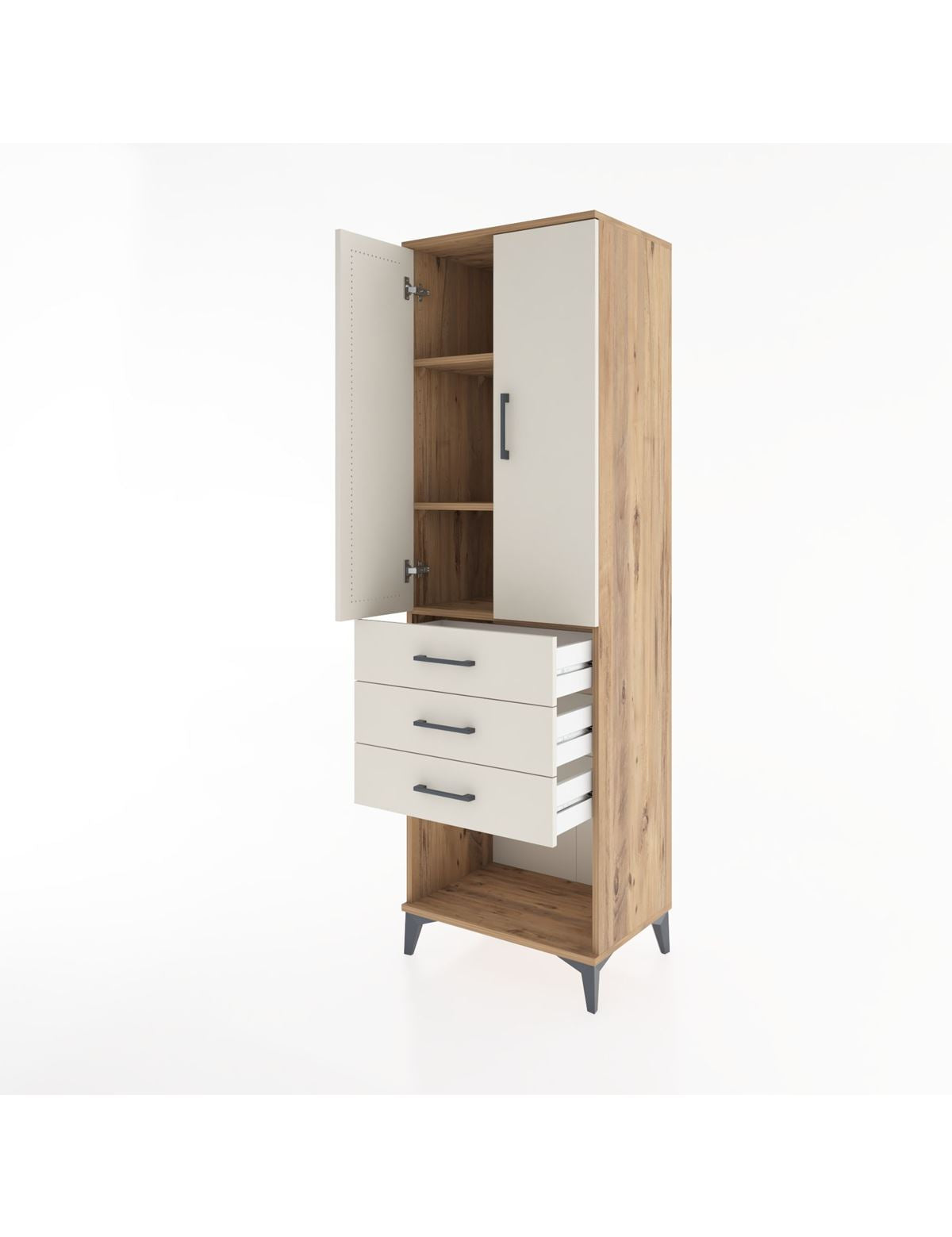 Hyperion Dolap 3 Raflı 3 Çekmeceli 2 Kapaklı 60x44x195 - S59M116V7B