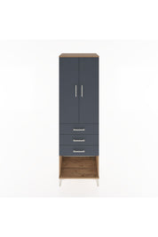 Hyperion Dolap 3 Raflı 3 Çekmeceli 2 Kapaklı 60x44x195 Çam-Antrasit