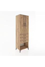 Hyperion Dolap 3 Raflı 3 Çekmeceli 2 Kapaklı 60x44x195 Çam-Çam