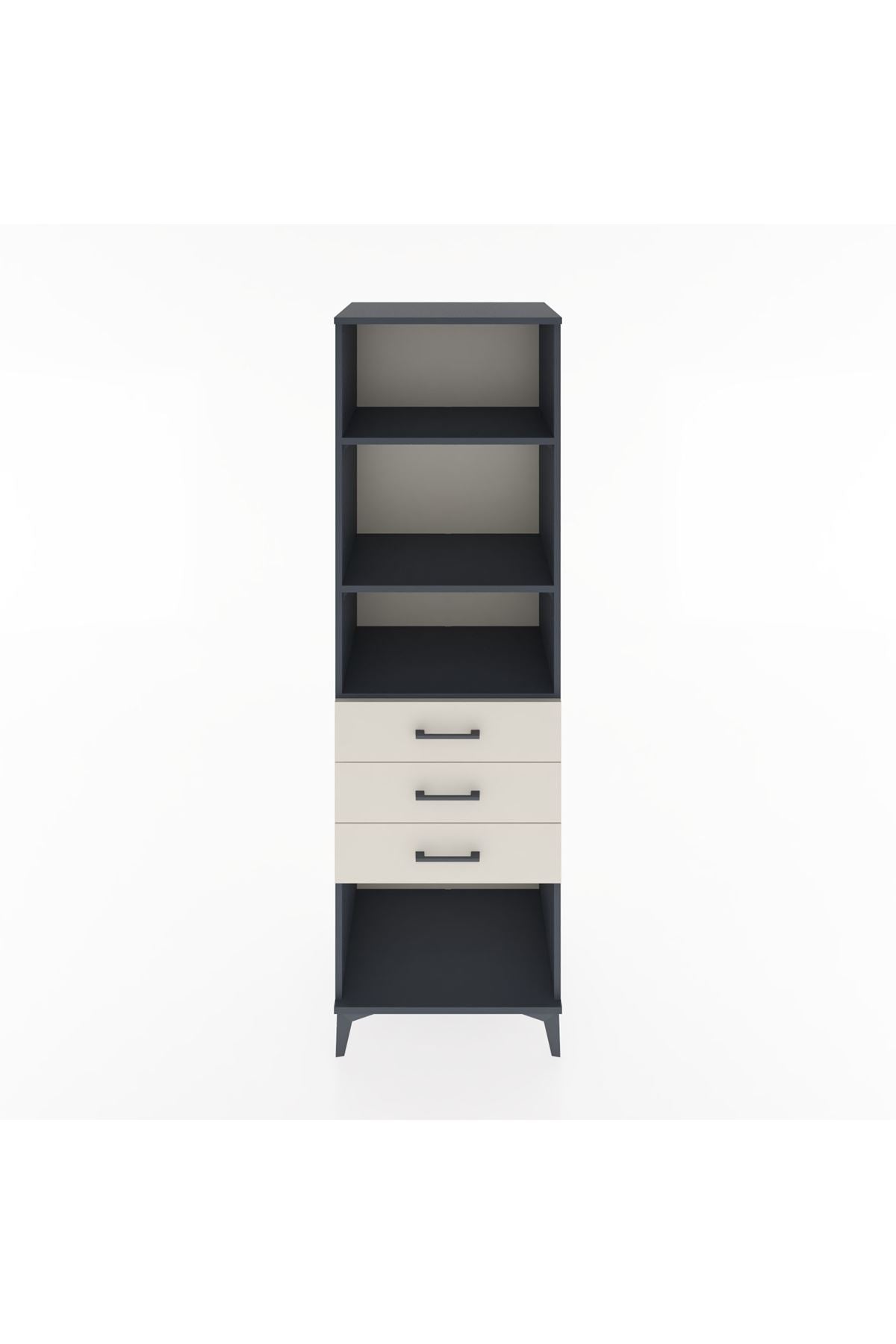 Hyperion Dolap 3 Raflı 3 Çekmeceli 60x44x195 Antrasit-Aytaşı