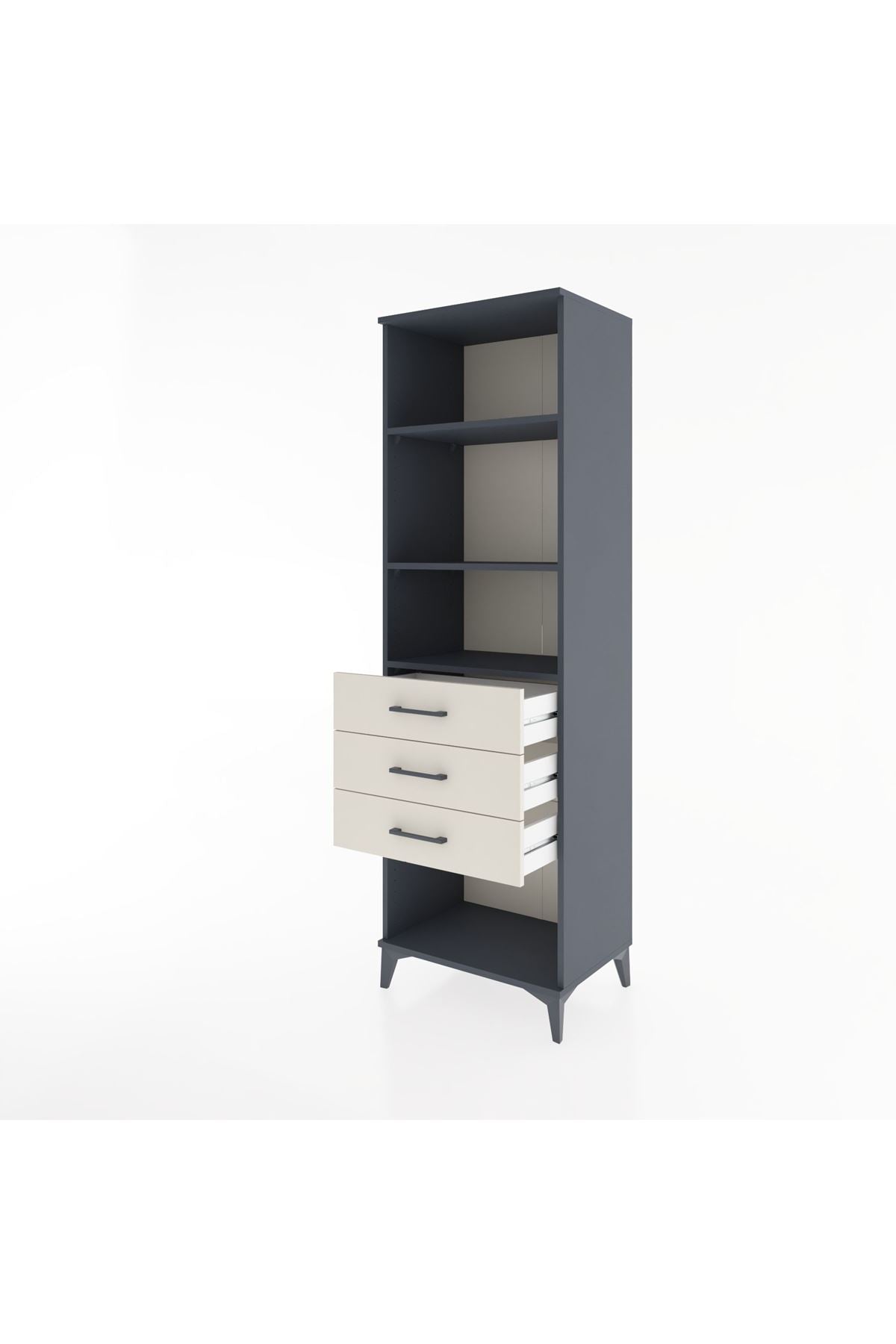 Hyperion Dolap 3 Raflı 3 Çekmeceli 60x44x195 Antrasit-Aytaşı
