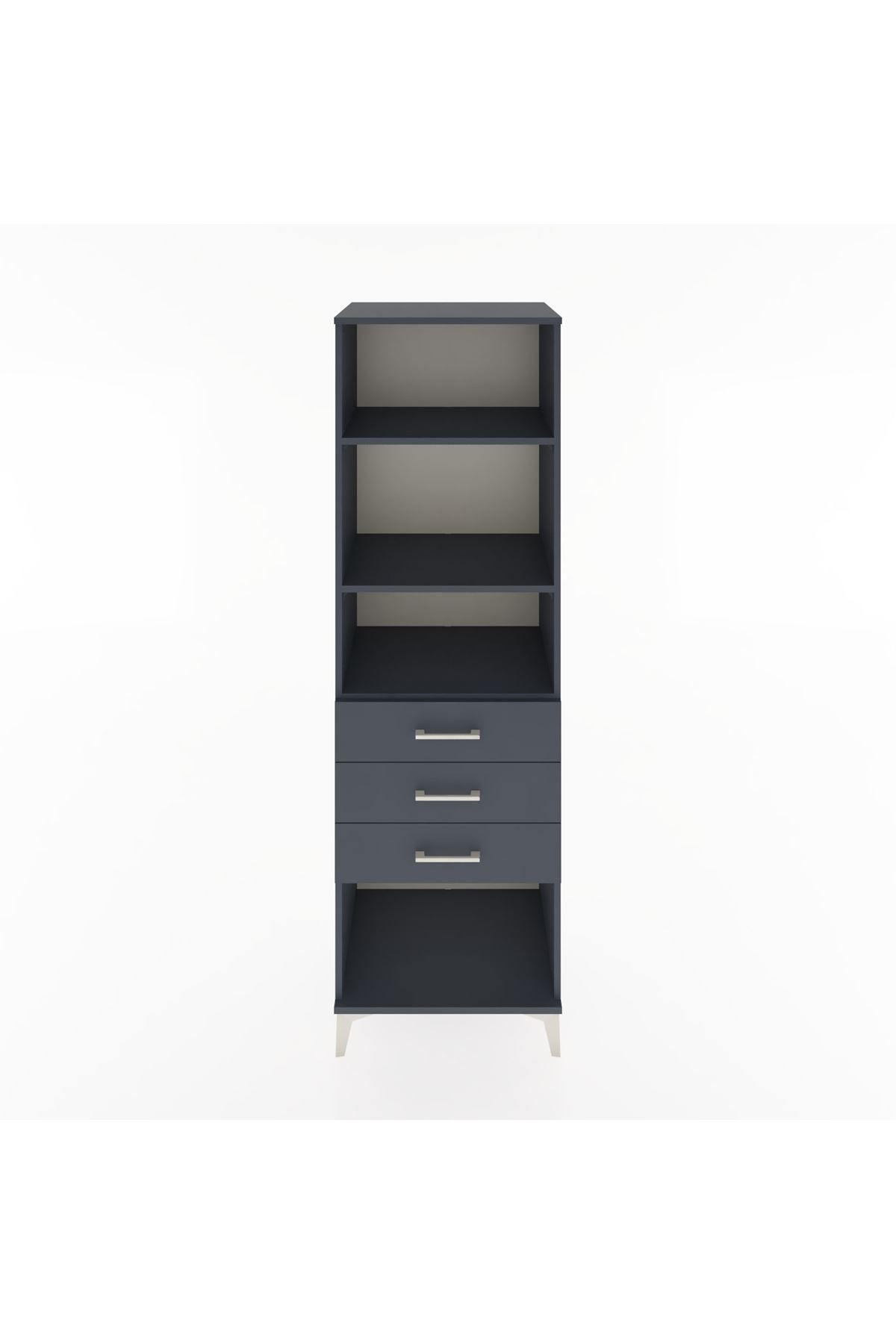 Hyperion Dolap 3 Raflı 3 Çekmeceli 60x44x195 Antrasit-Antrasit