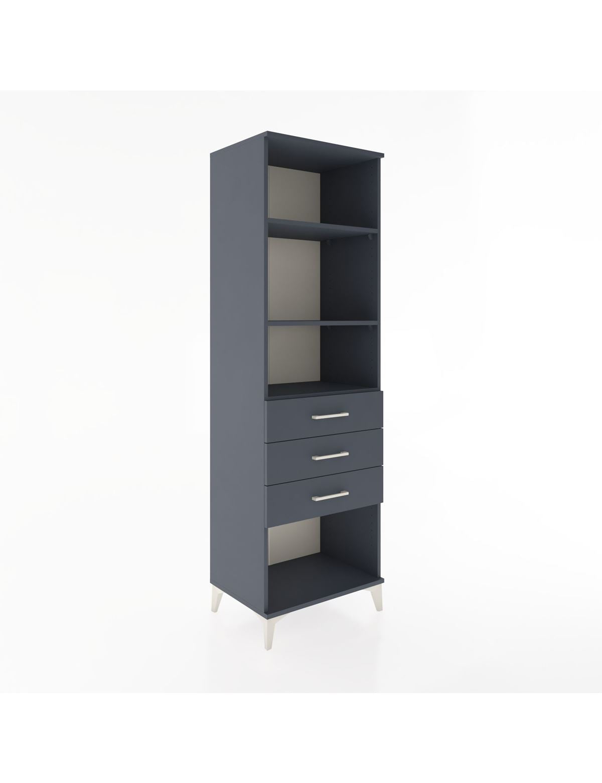 Hyperion Dolap 3 Raflı 3 Çekmeceli 60x44x195 Antrasit-Antrasit