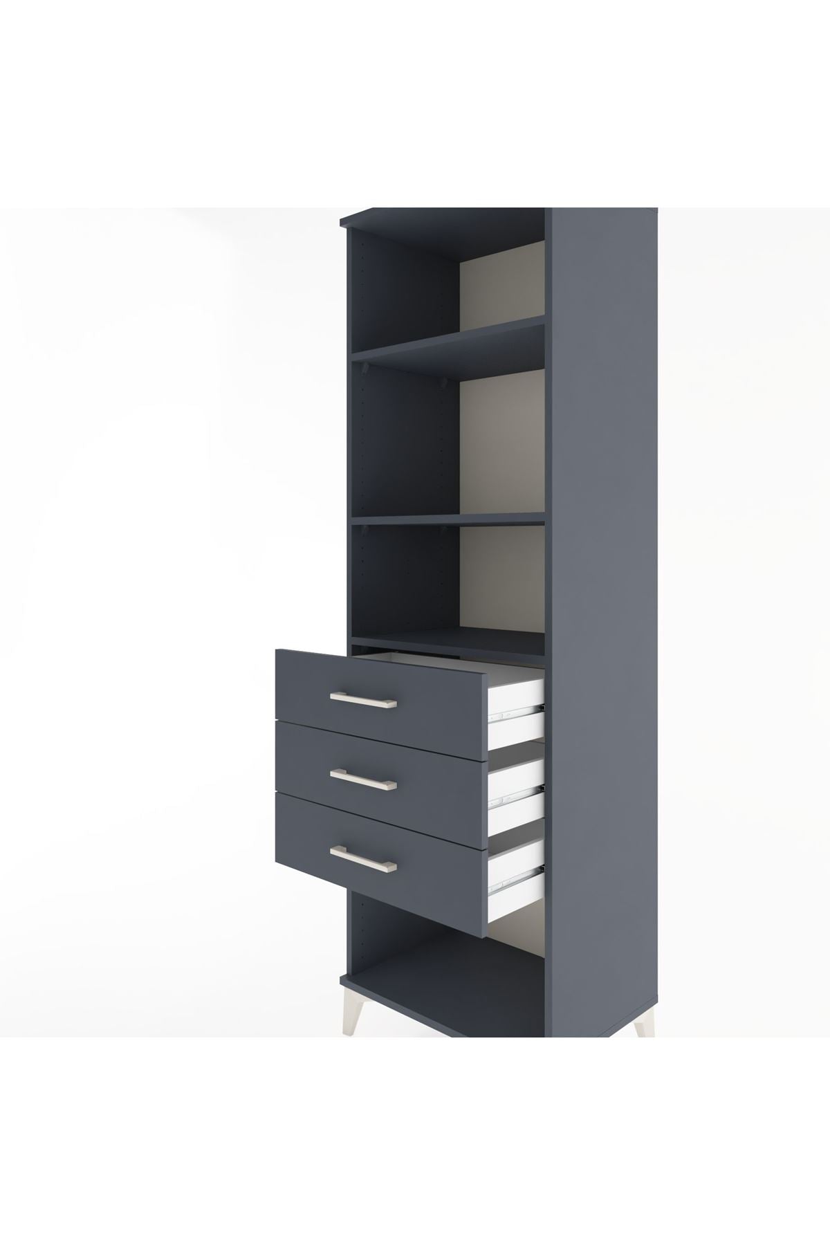 Hyperion Dolap 3 Raflı 3 Çekmeceli 60x44x195 Antrasit-Antrasit