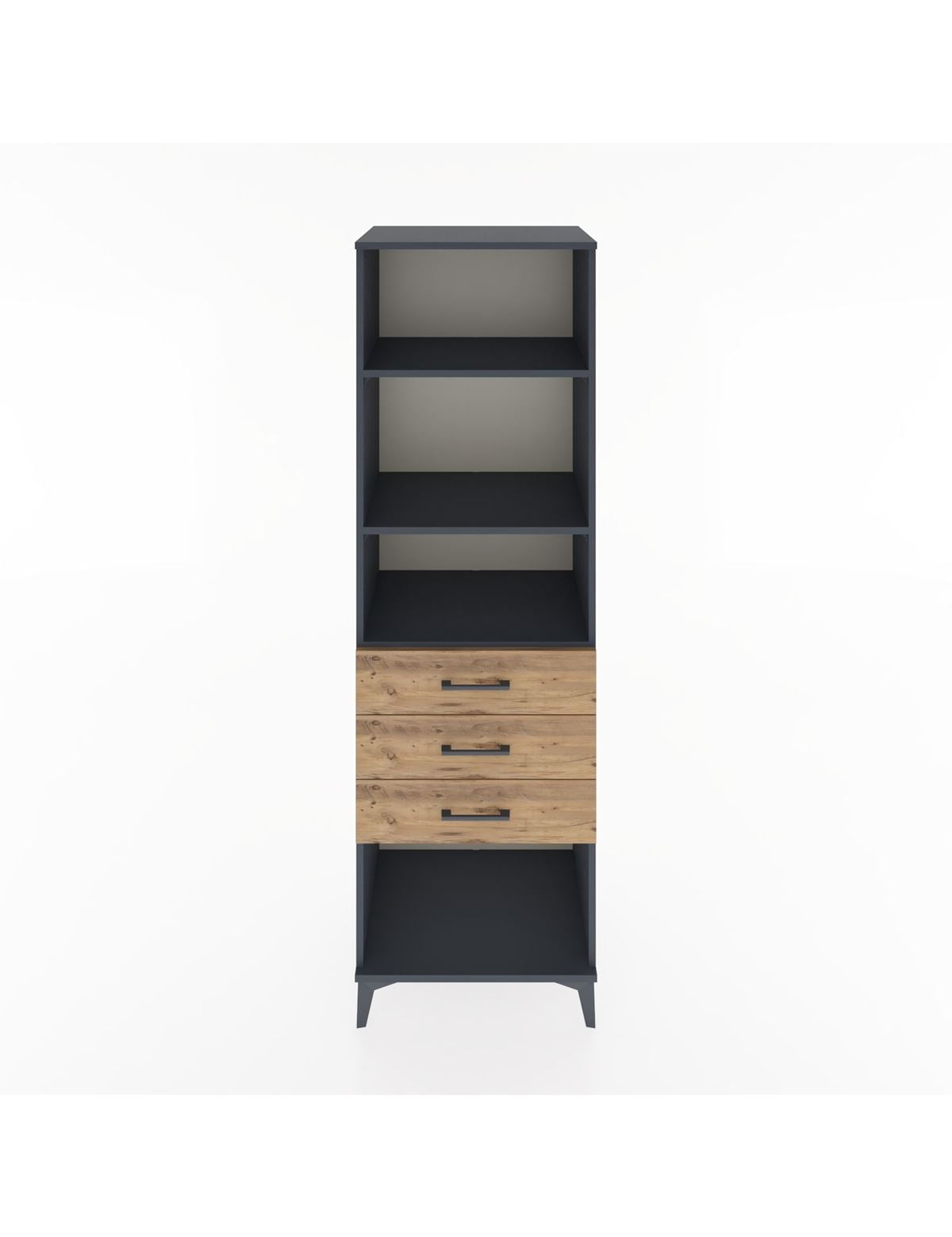 Hyperion Dolap 3 Raflı 3 Çekmeceli 60x44x195 Antrasit-Çam