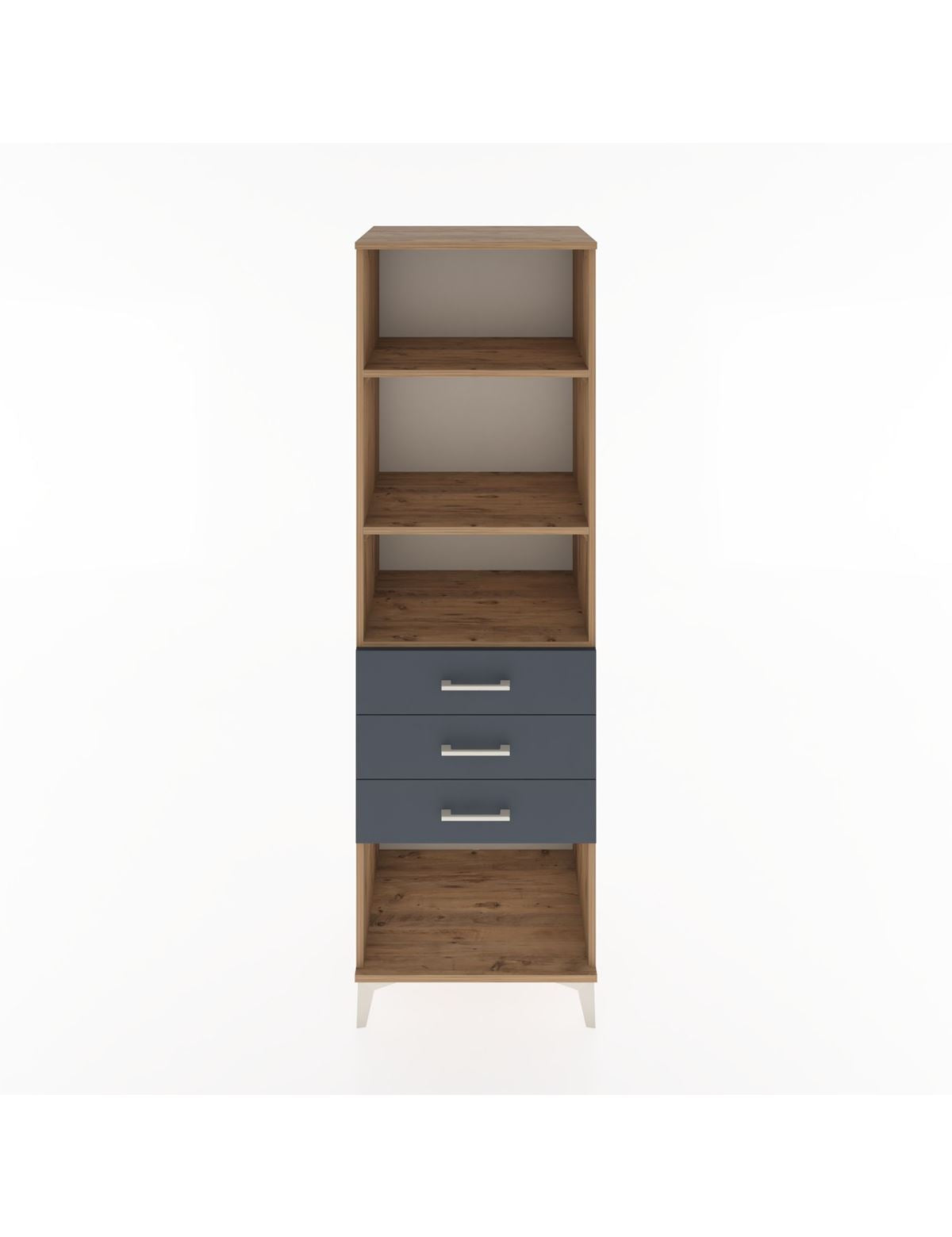 Hyperion Dolap 3 Raflı 3 Çekmeceli 60x44x195 Çam-Antrasit