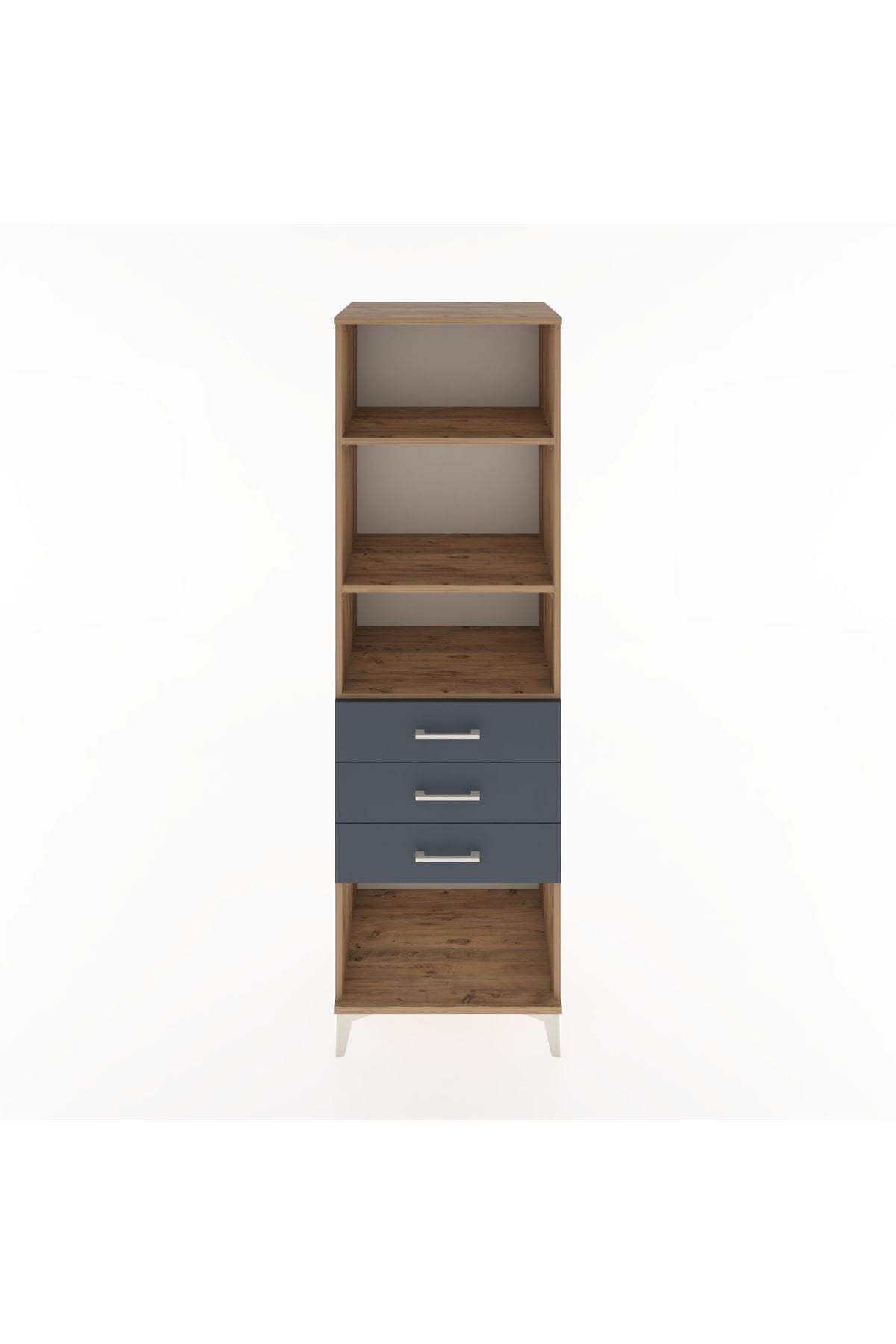 Hyperion Dolap 3 Raflı 3 Çekmeceli 60x44x195 Çam-Antrasit