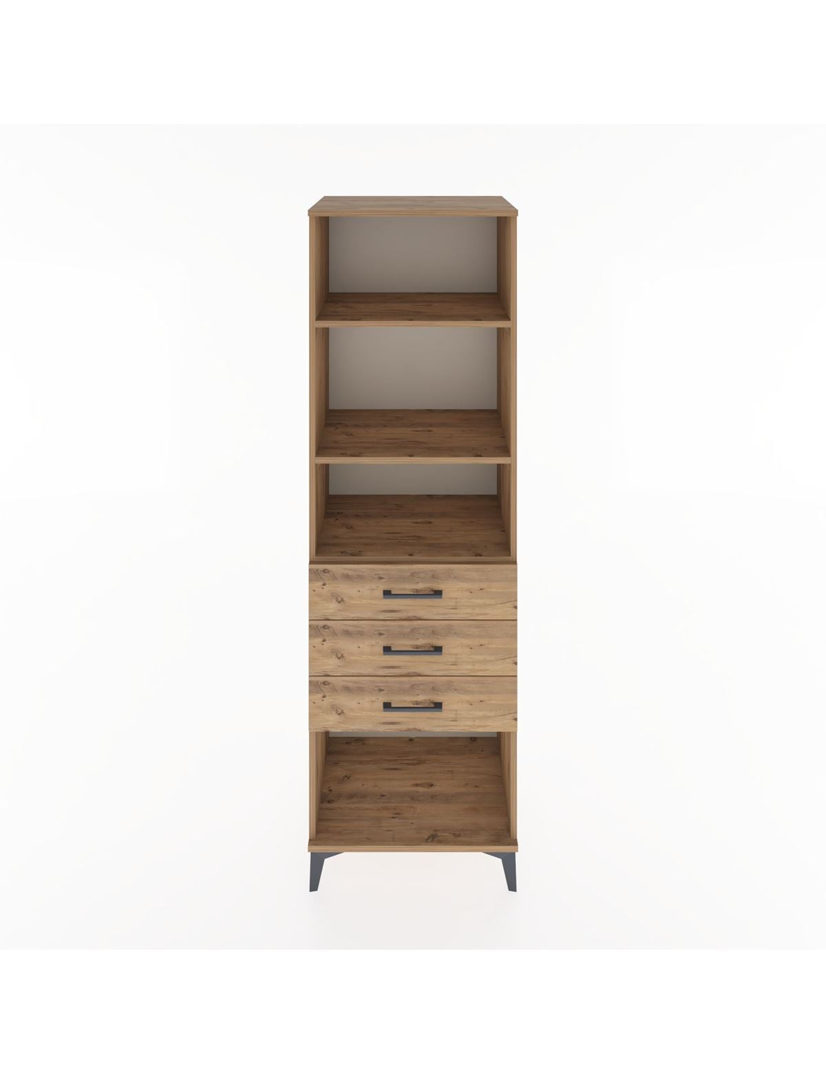 Hyperion Dolap 3 Raflı 3 Çekmeceli 60x44x195 Çam-Çam