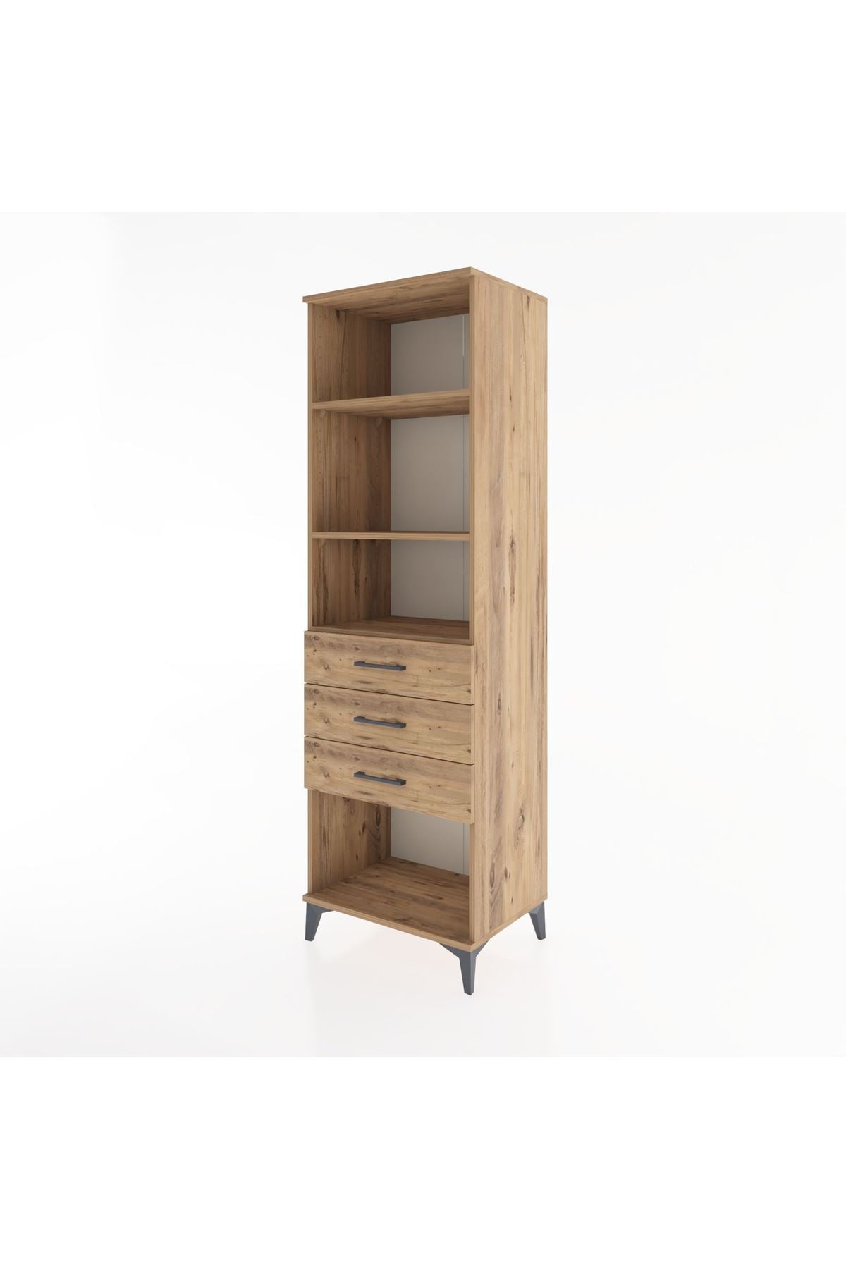 Hyperion Dolap 3 Raflı 3 Çekmeceli 60x44x195 Çam-Çam