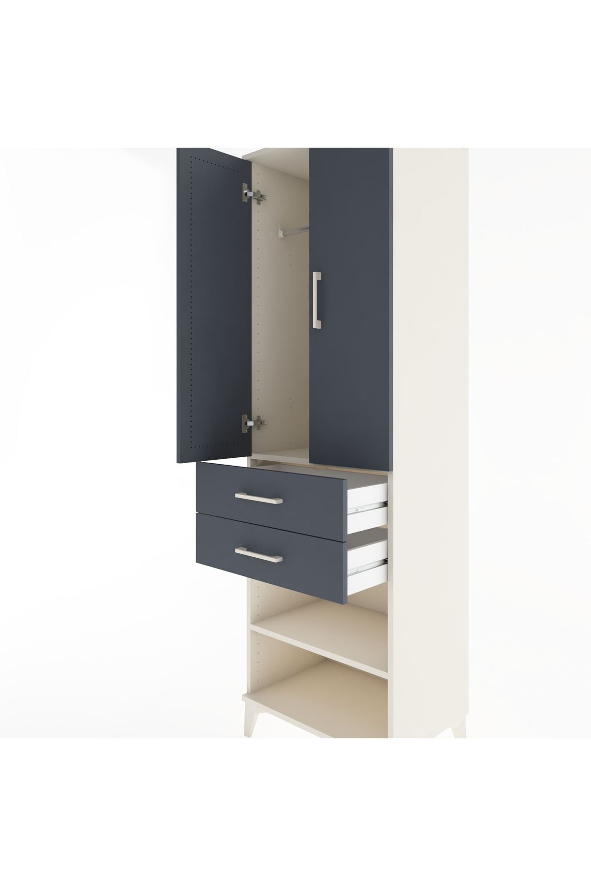 Hyperion Dolap 2 Raflı 2 Çekmeceli Tek Askılı 60x44x195 Aytaşı-Antrasit