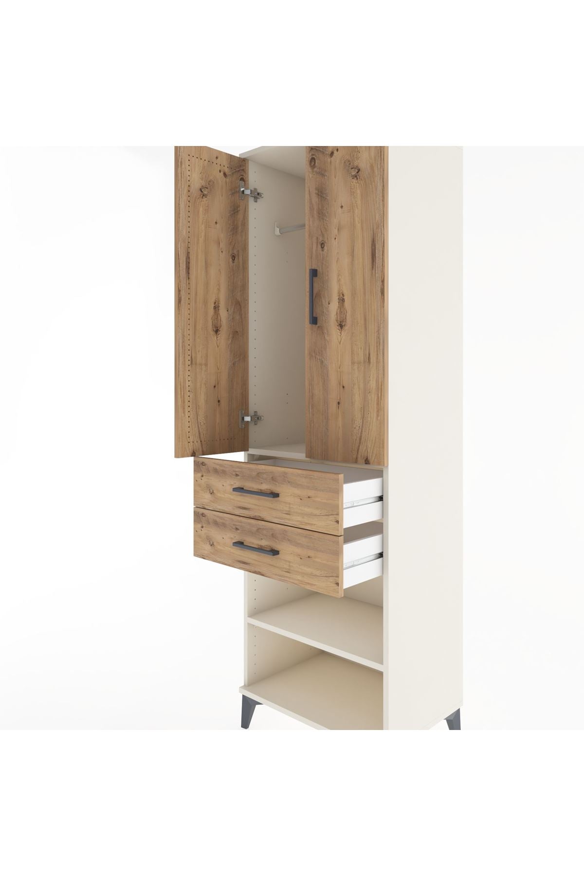 Hyperion Dolap 2 Raflı 2 Çekmeceli Tek Askılı 60x44x195 Aytaşı-Çam