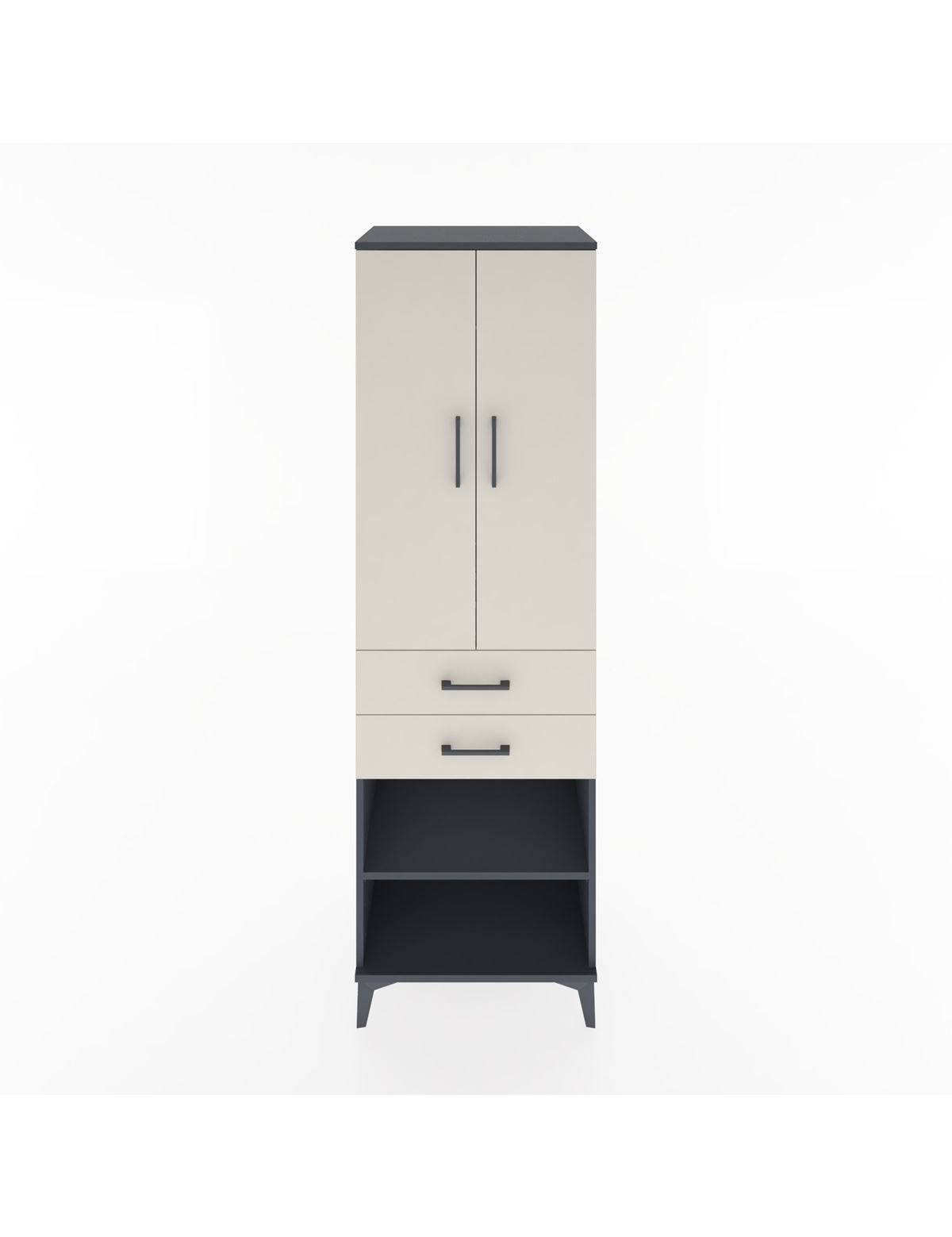 Hyperion Dolap 2 Raflı 2 Çekmeceli Tek Askılı 60x44x195 Antrasit-Aytaşı