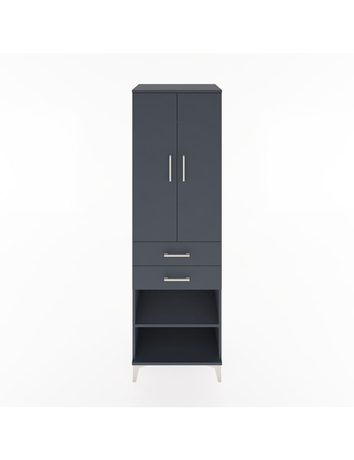 Hyperion Dolap 2 Raflı 2 Çekmeceli Tek Askılı 60x44x195 Antrasit-Antrasit