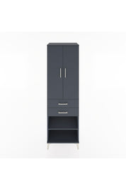 Hyperion Dolap 2 Raflı 2 Çekmeceli Tek Askılı 60x44x195 Antrasit-Antrasit