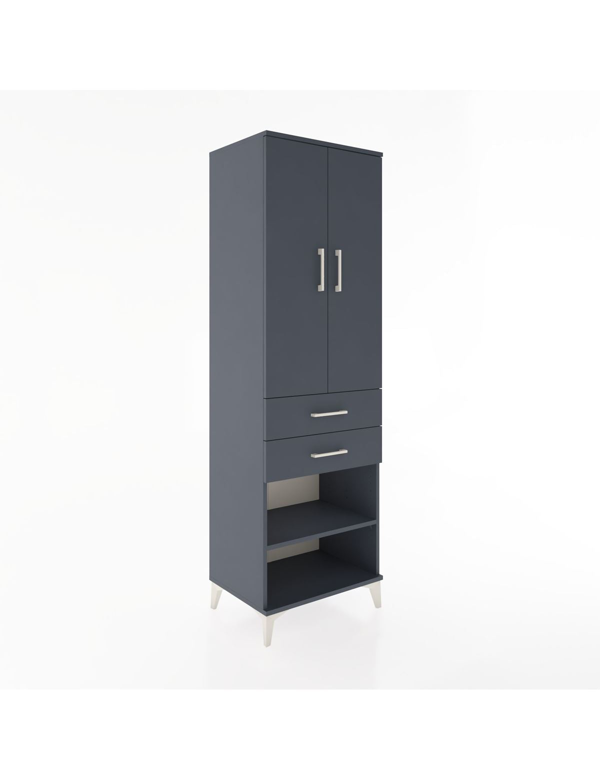 Hyperion Dolap 2 Raflı 2 Çekmeceli Tek Askılı 60x44x195 Antrasit-Antrasit