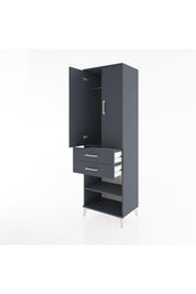 Hyperion Dolap 2 Raflı 2 Çekmeceli Tek Askılı 60x44x195 Antrasit-Antrasit