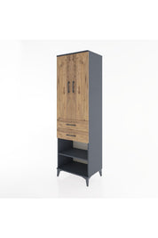Hyperion Dolap 2 Raflı 2 Çekmeceli Tek Askılı 60x44x195 Antrasit-Çam