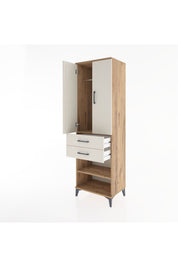 Hyperion Dolap 2 Raflı 2 Çekmeceli Tek Askılı 60x44x195 Çam-Aytaşı
