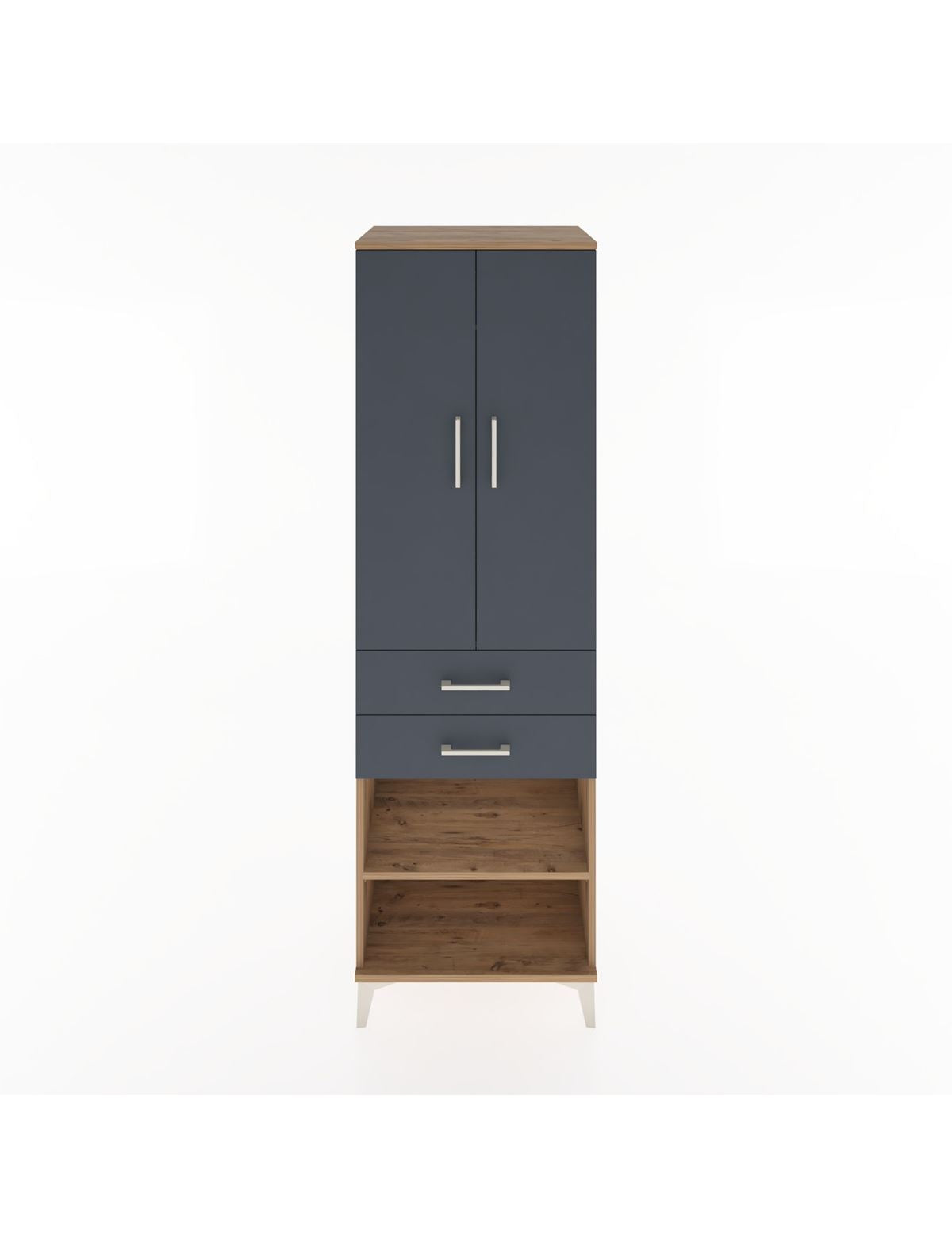 Hyperion Dolap 2 Raflı 2 Çekmeceli Tek Askılı 60x44x195 Çam-Antrasit