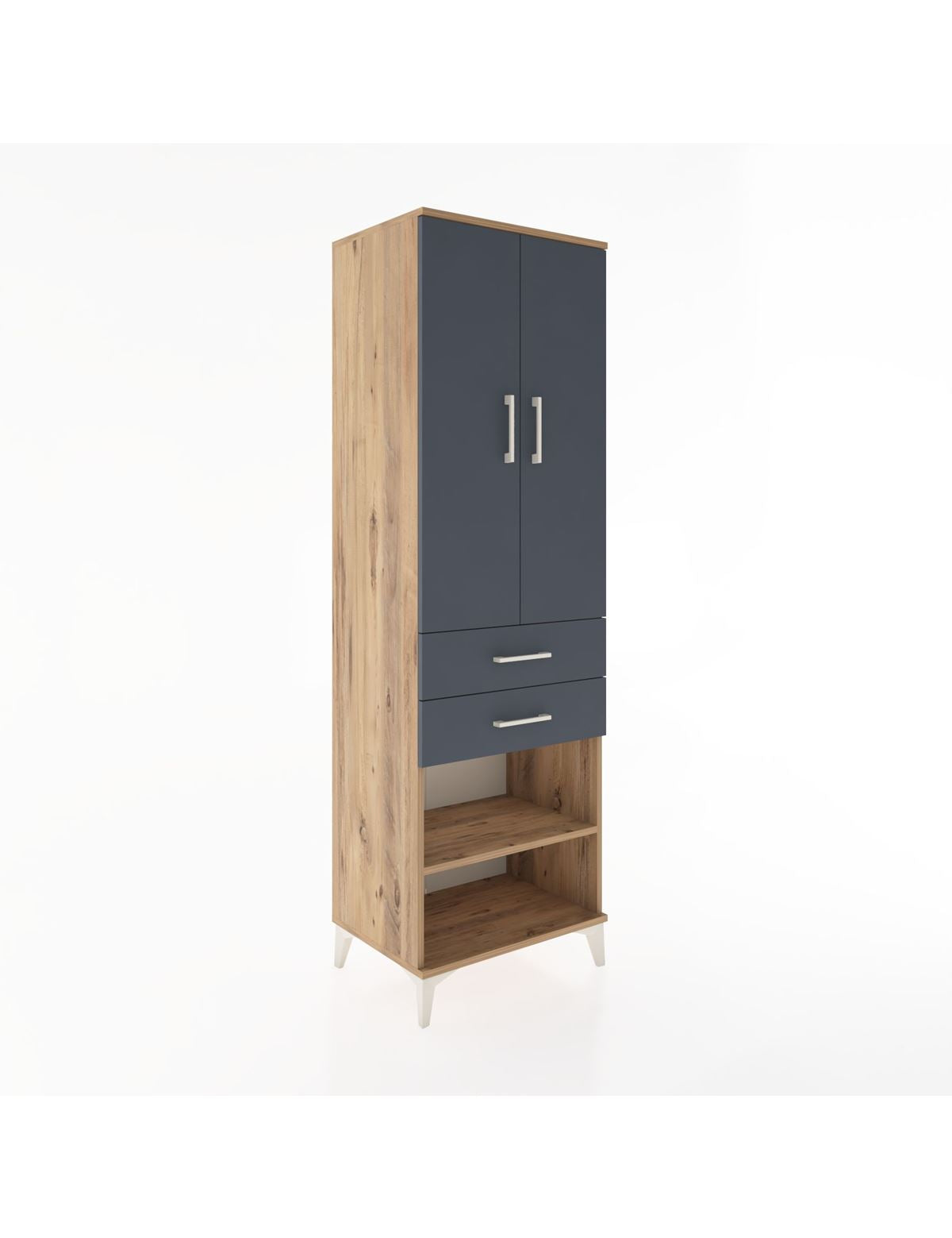 Hyperion Dolap 2 Raflı 2 Çekmeceli Tek Askılı 60x44x195 Çam-Antrasit