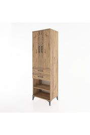 Hyperion Dolap 2 Raflı 2 Çekmeceli Tek Askılı 60x44x195 Çam-Çam