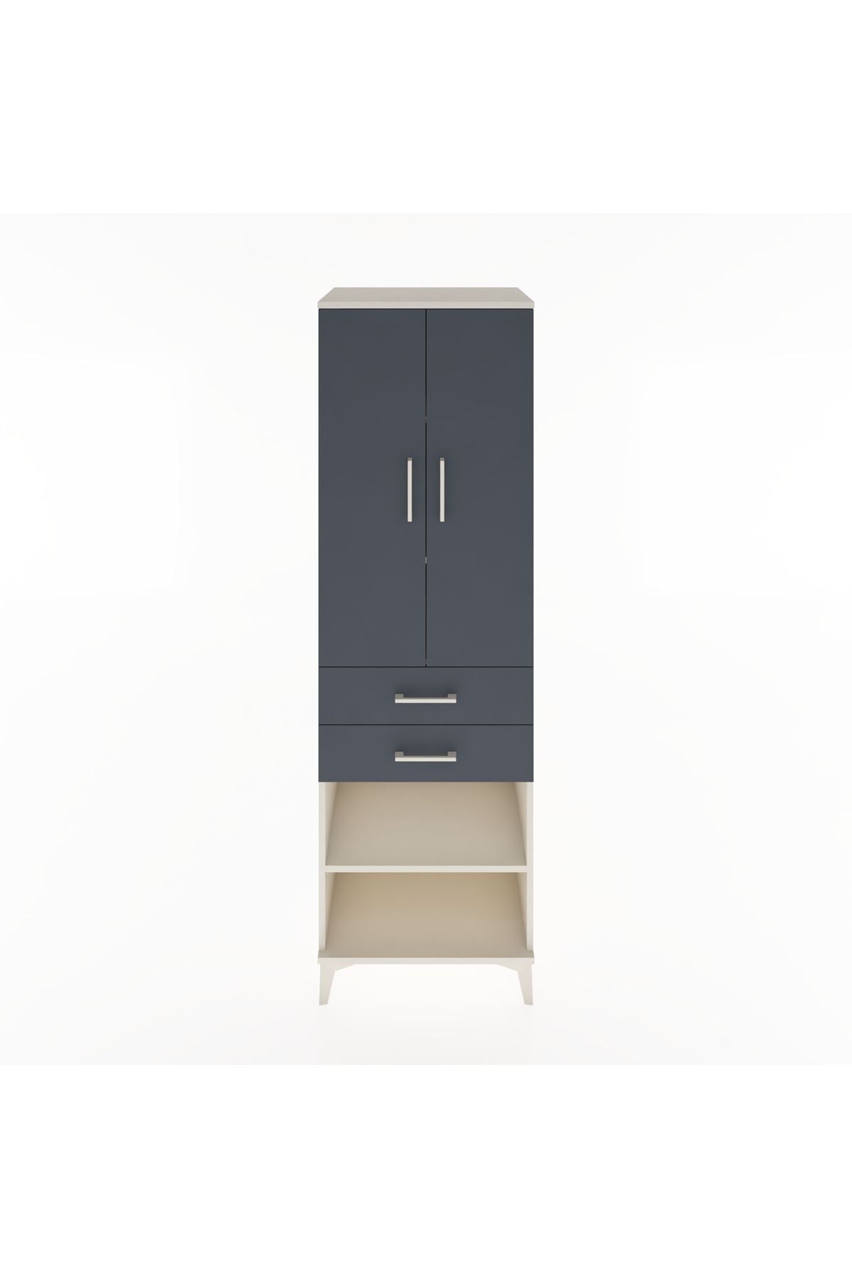 Hyperion Dolap 4 Raflı 2 Çekmeceli 2 Kapaklı 60x44x195 Aytaşı-Antrasit