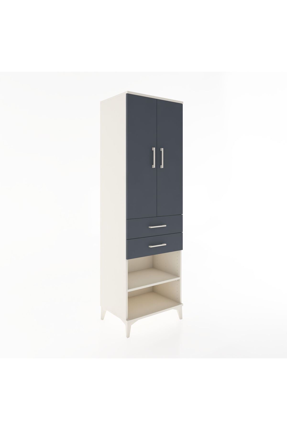 Hyperion Dolap 4 Raflı 2 Çekmeceli 2 Kapaklı 60x44x195 Aytaşı-Antrasit
